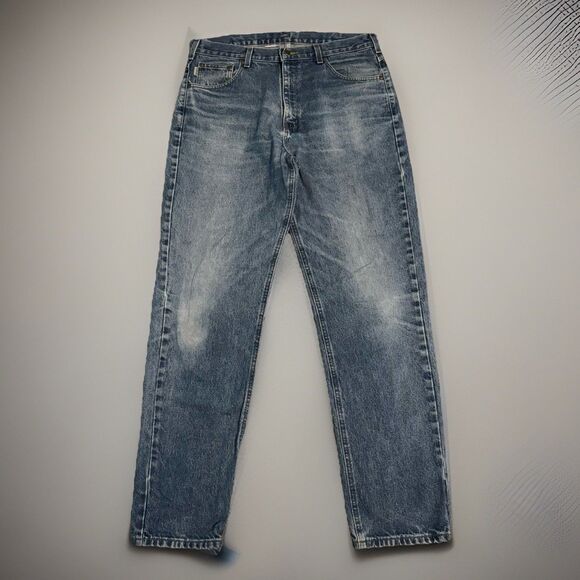 Carhartt Relaxed Fit Jeans Mens 36x34 Blue Cotton Work Denim Pants B17DST - Picture 3 of 9